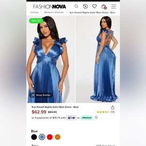 Fashion Nova blue maxi ruffle dress